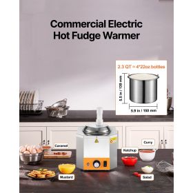 Electric Cheese Dispenser with Pump, 2.4L Commercial Hot Fudge Warmer, Plastic Pump Dispenser