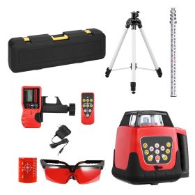 Rotary Laser Level Kit, 1650ft 360-Degree Self Leveling Red Horizontal Laser Transit,with Tripod,Receiver,Remote Control, Scale,Toolcase