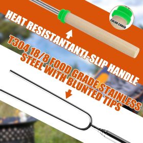 Extendable Stainless Steel Roasting Sticks - Smores Sticks for Fire Pit Long 32 Inch, Smore Skewers Hot Dog Fork Campfire Accessories