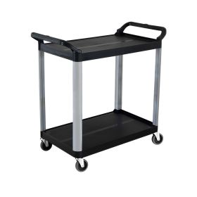 2-Tier Wide Kitchen Utility Carts with Wheels, Black