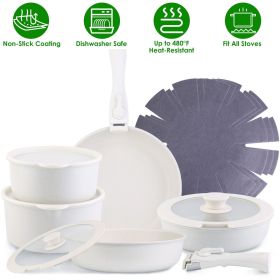 17Pcs Nonstick Cookware Set Induction Kitchen Pots And Pans Set With Detachable Handles Fast Even Heating Frying Pan Sauce Pan Oven Dishwasher Sa