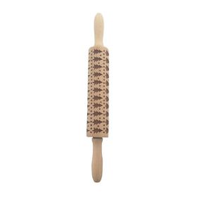 Baking Cookies Fondant Cake Dough Engraved Roller Rolling Pin (Color: Wood Color, Type: Style B)